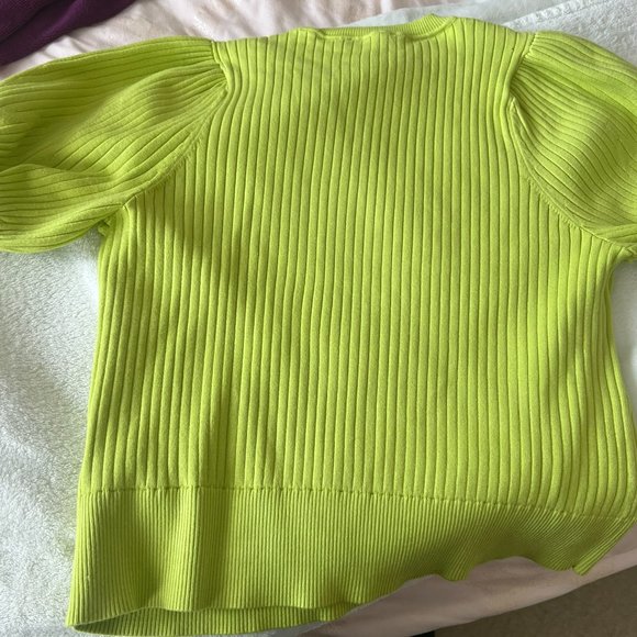 Ted Baker green yellow Maaybel Puff Sleeve Knitted Top sweater size 4 like new - Picture 11 of 13